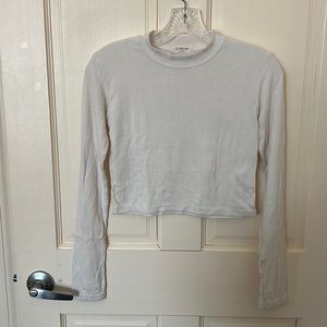 White Long Sleeve Crop Top
